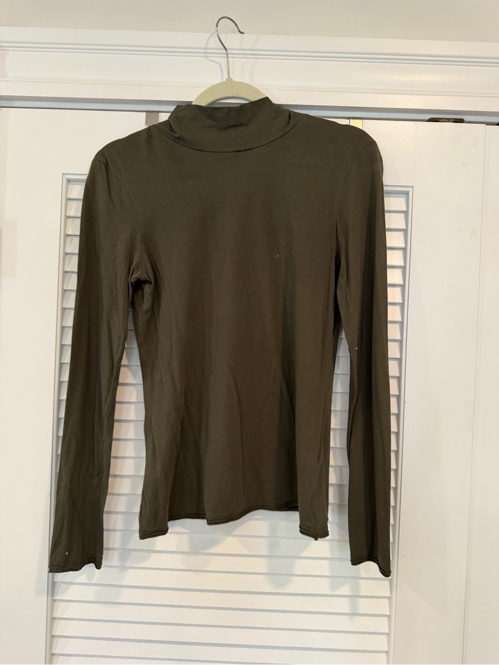 Anthropologie Olive Green Long-Sleeve Mock Neck Top